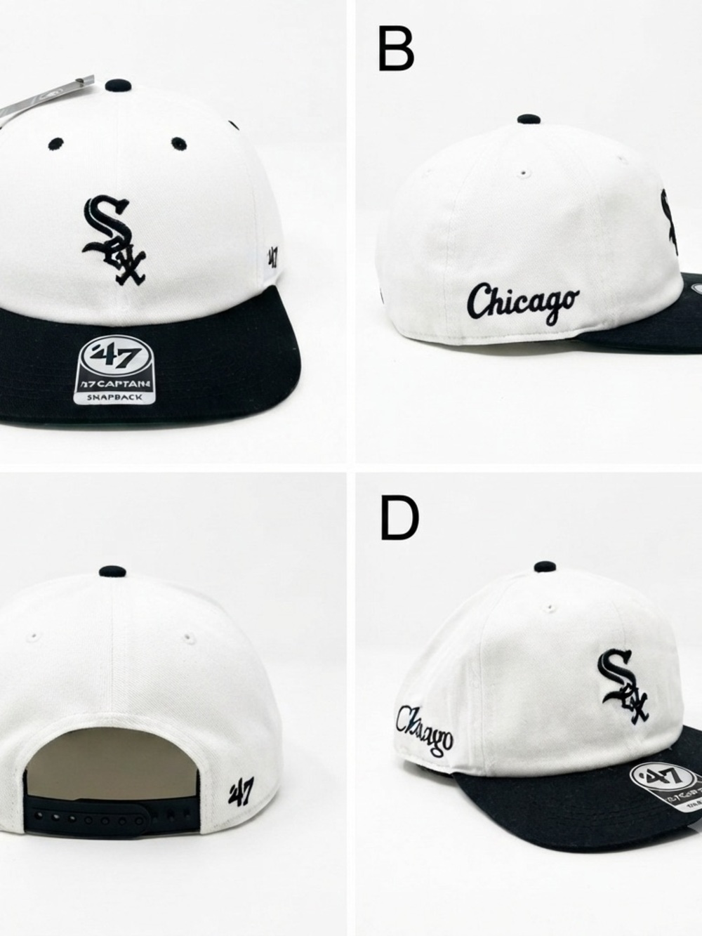 '47 Chicago White Sox Two-Tone Snapback Hat - White & Black